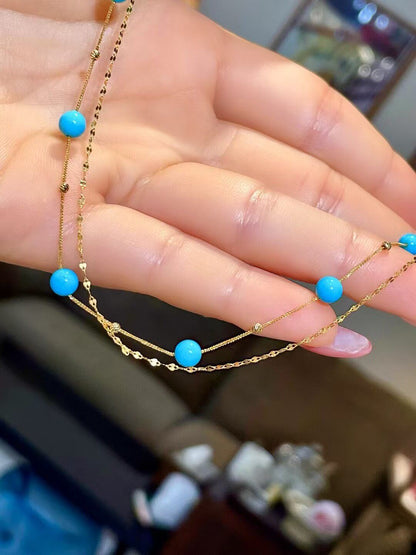 Sleeping Beauty Turquoise Double-Chain Necklace, 40cm