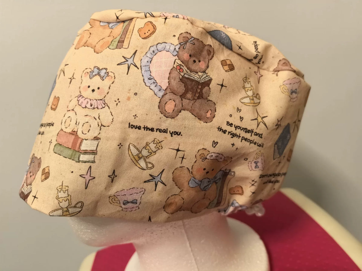 Gorro Cirúrgico de Algodão com Urso de Peluche
