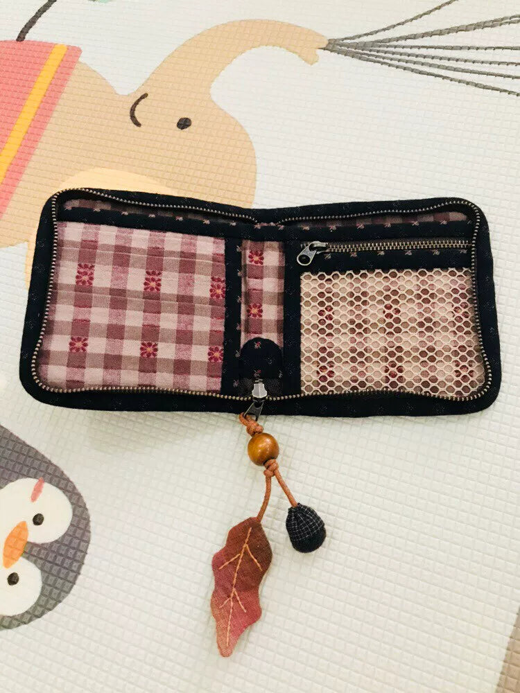 Handmade Patchwork Zip Wallet Owl Applique