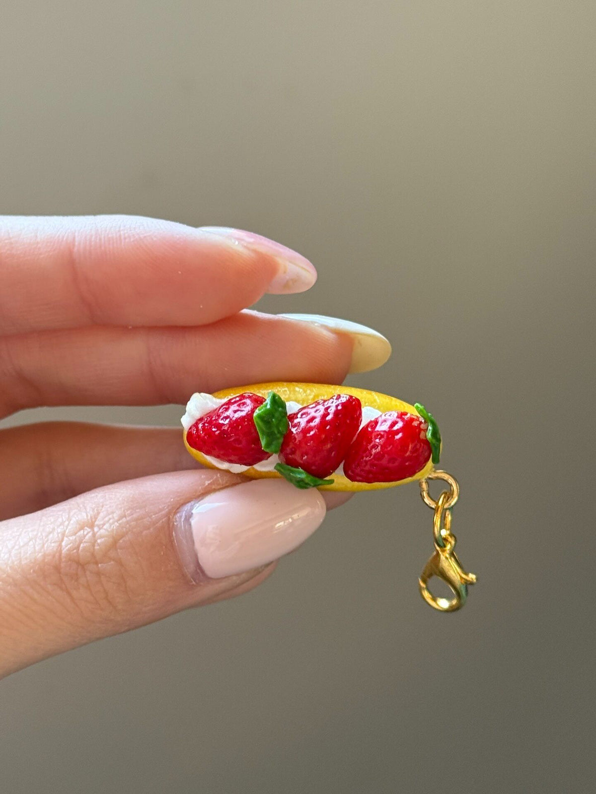 Strawberry Eclair Charm Keychain