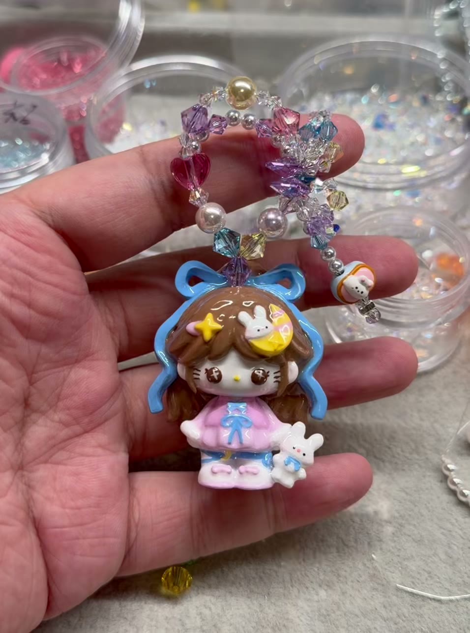 Handmade Purple Rabbit KT Phone Strap Bag Charm