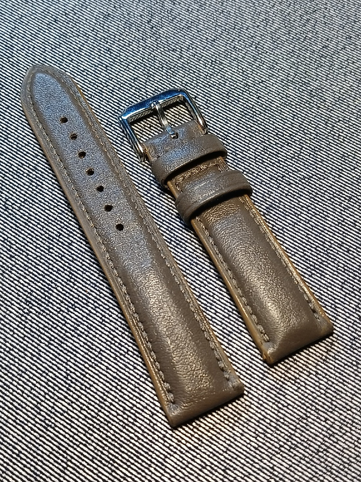 Handcrafted Leather Watch Strap Dark Grey