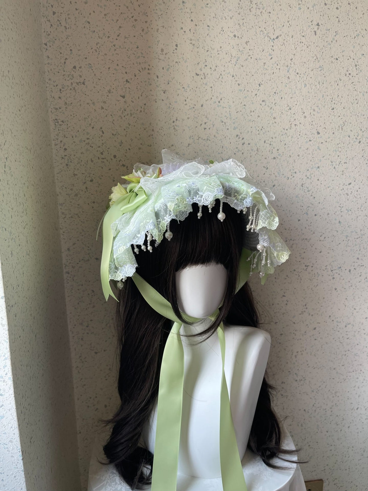 Lolita Green Bonnet with Satin Bows