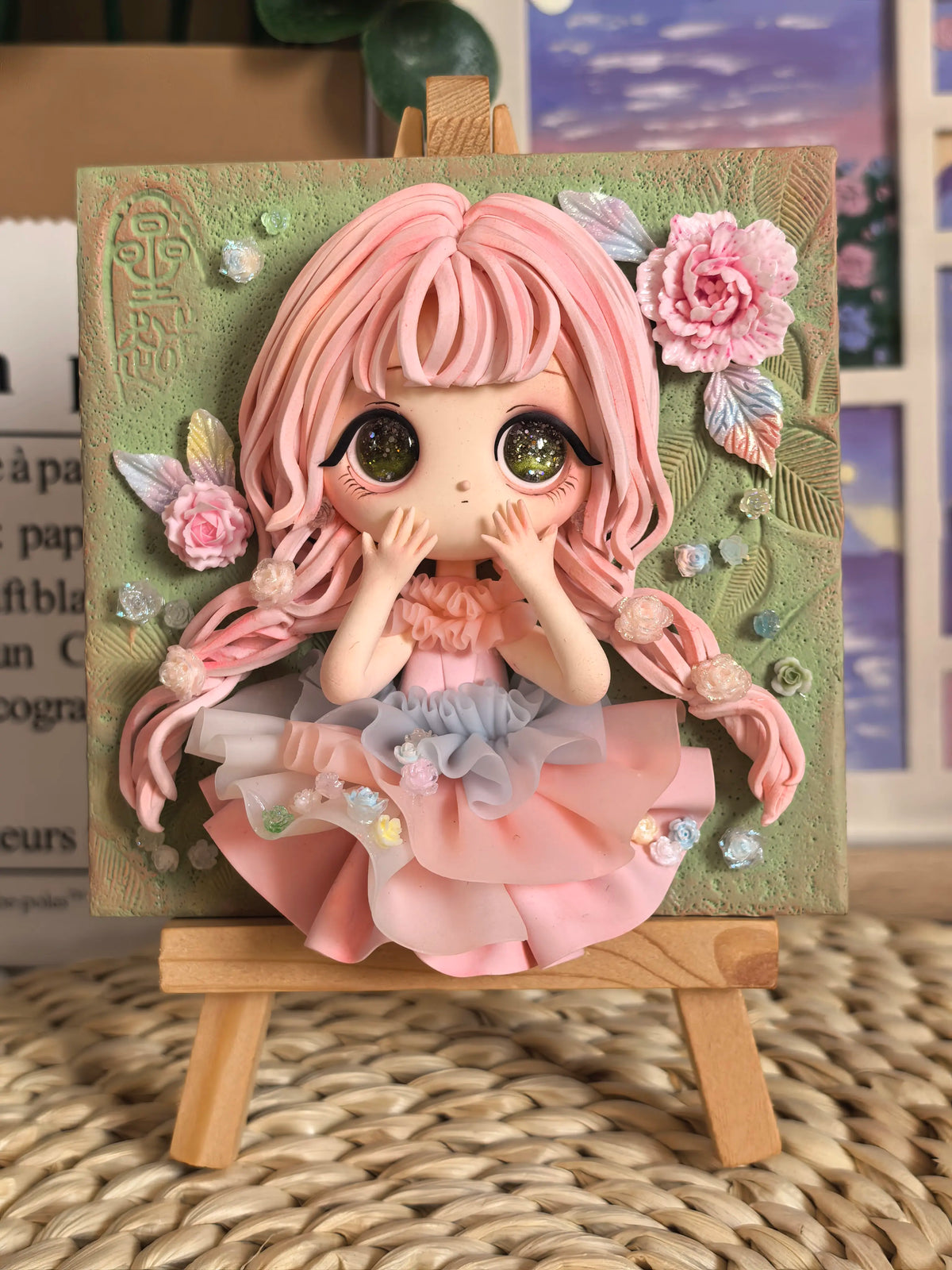 Handmade Clay Anime Girl Decorative Frame
