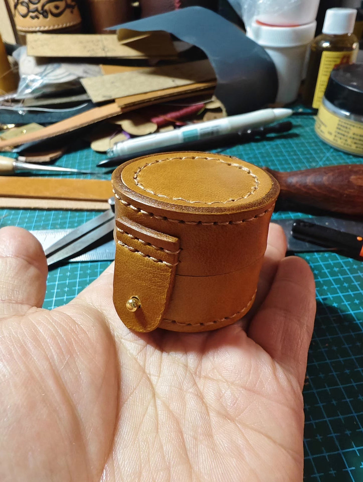 Vegetable Tanned Leather Ring Case