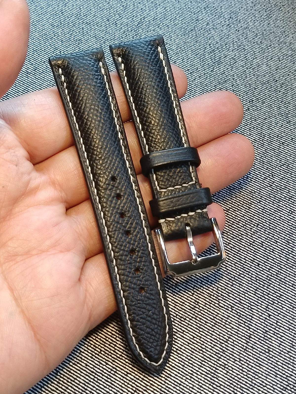 Black Epsom Leather Watch Strap 20mm