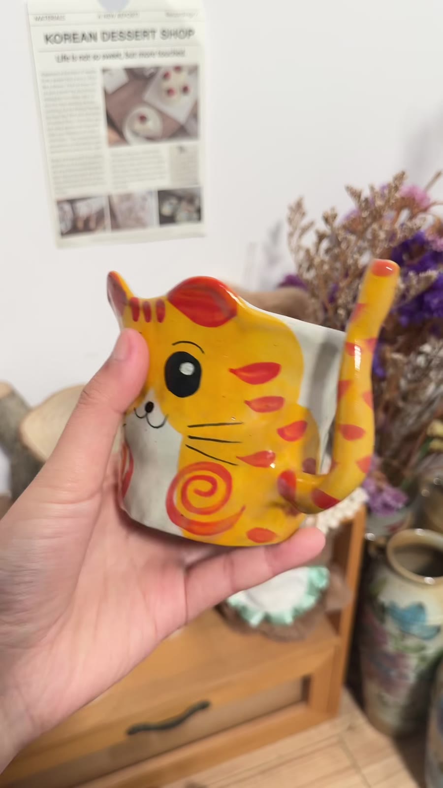 Handmade Orange Tabby Cat Ceramic Coffee Mug
