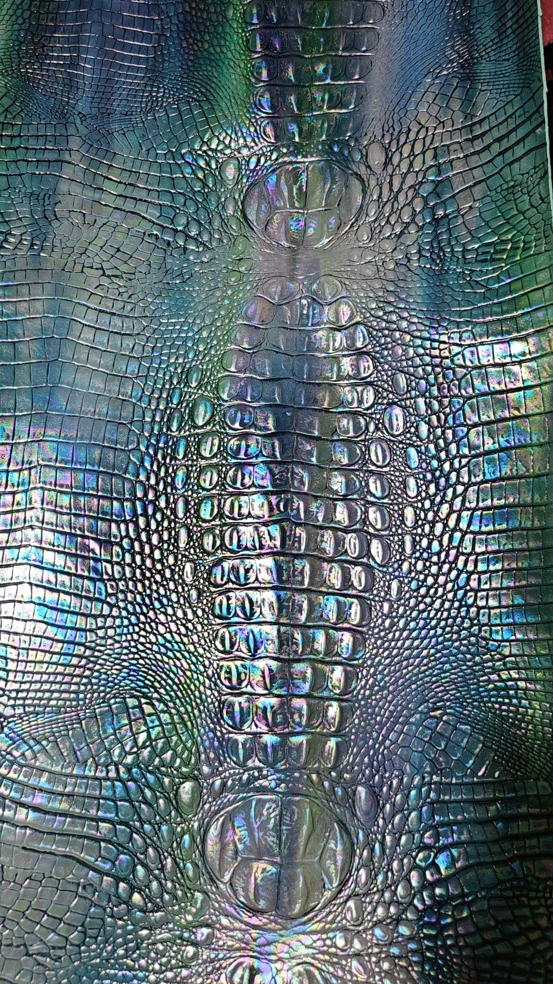 Handmade Iridescent Crocodile Embossed Leather Choker