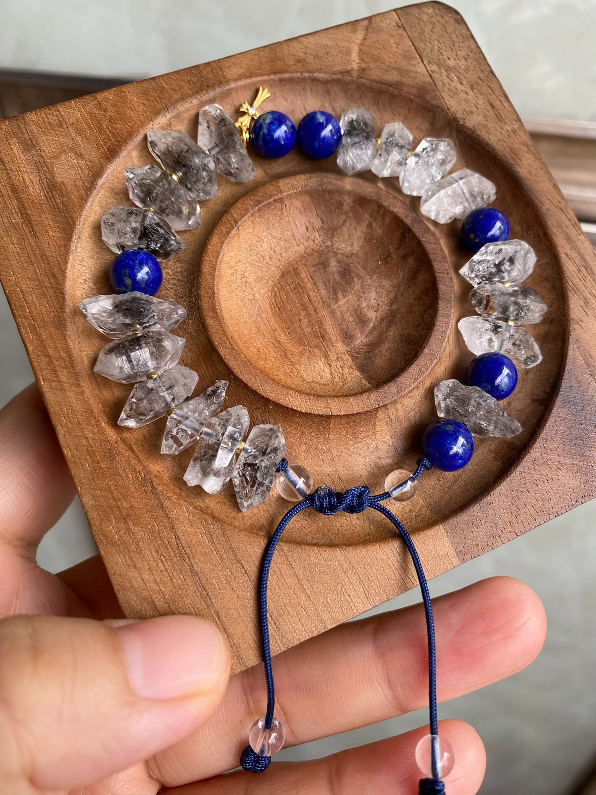 Herkimer Diamond Lapis Lazuli Cord Bracelet