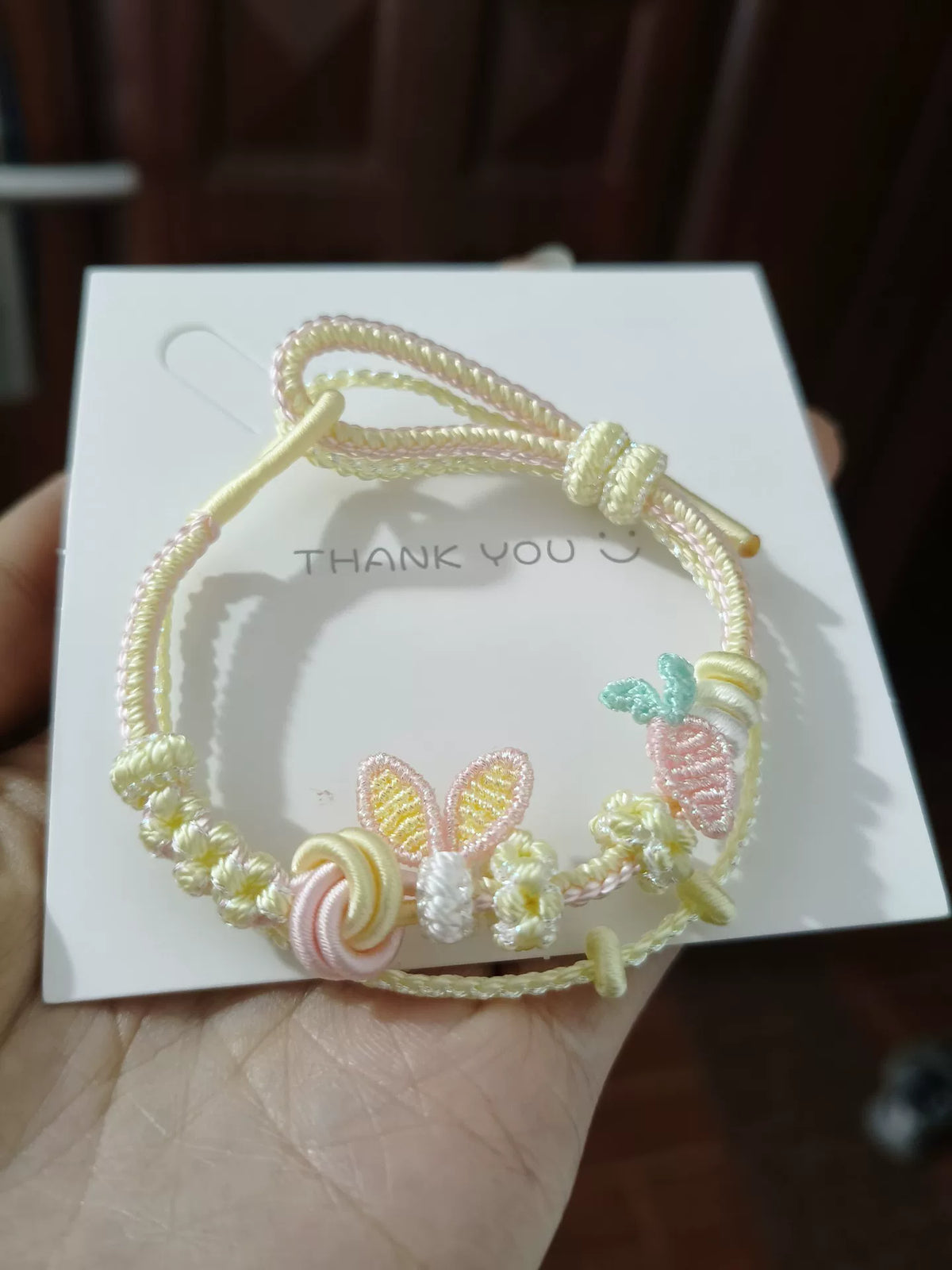Handmade Braided Bracelet Pink White Gradient