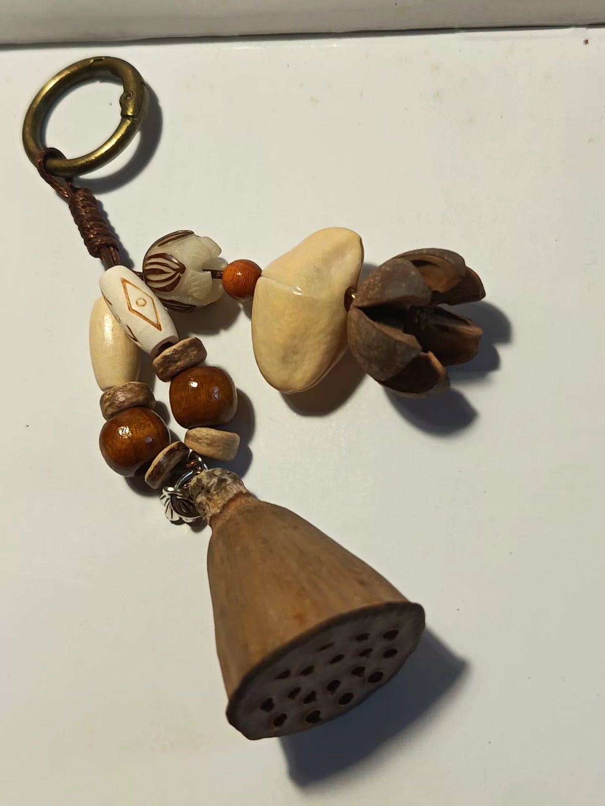 Dried Lotus Pod Wind Chime Keychain