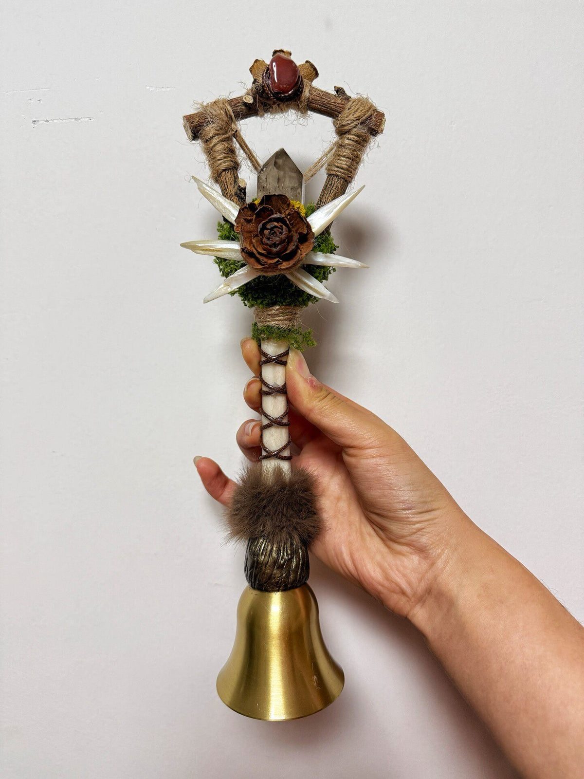 Witch Sheep Bone Crystal Hand Shaker Bell