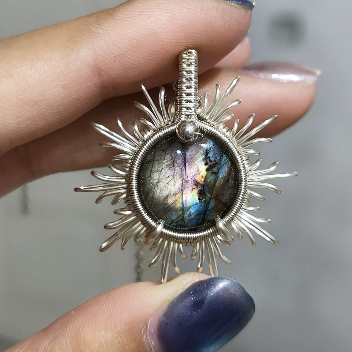 Labradorite Wire Wrapped Copper Pendant