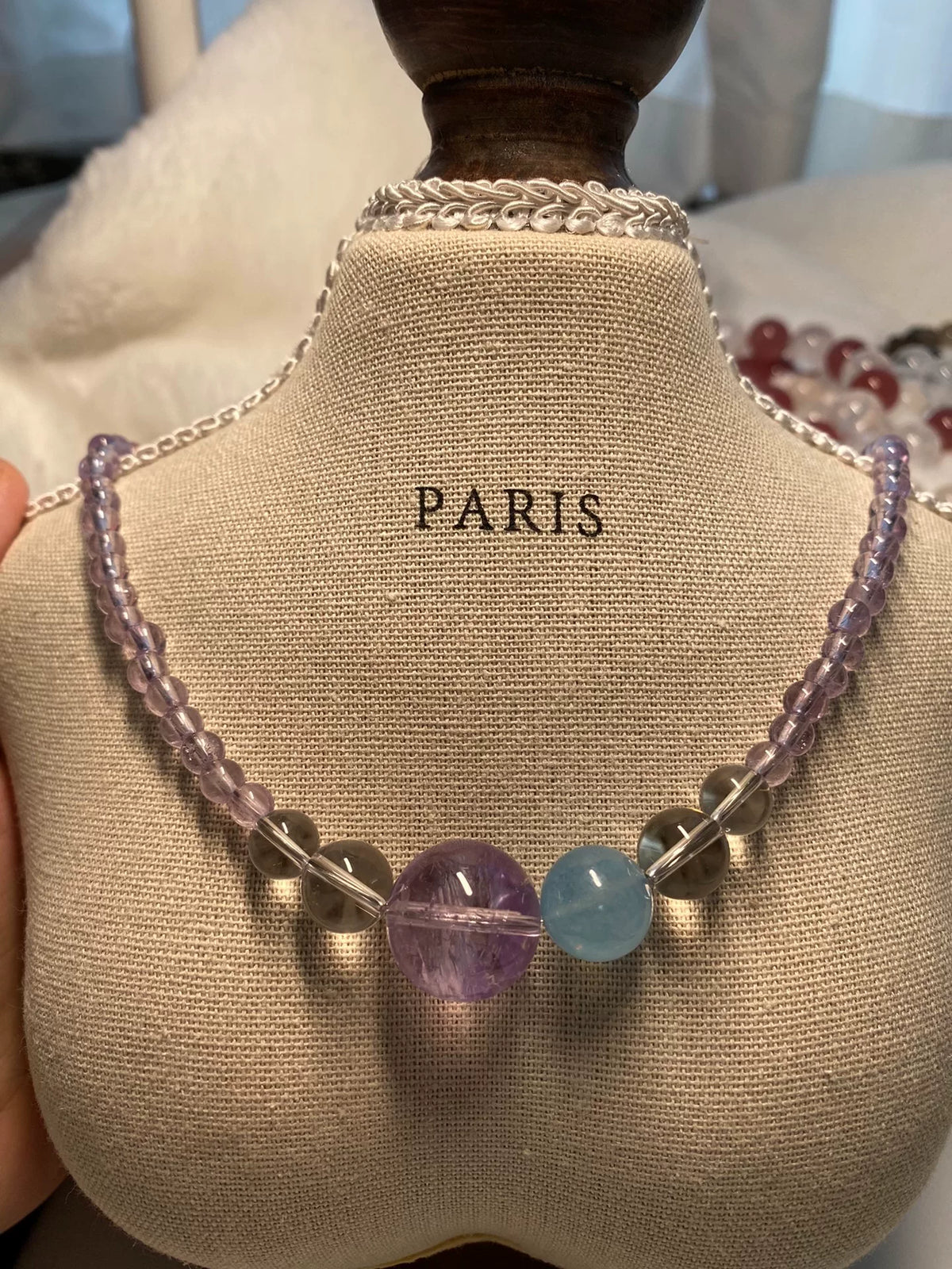 Amethyst-Edelstein-Halskette mit 17mm Zentrum