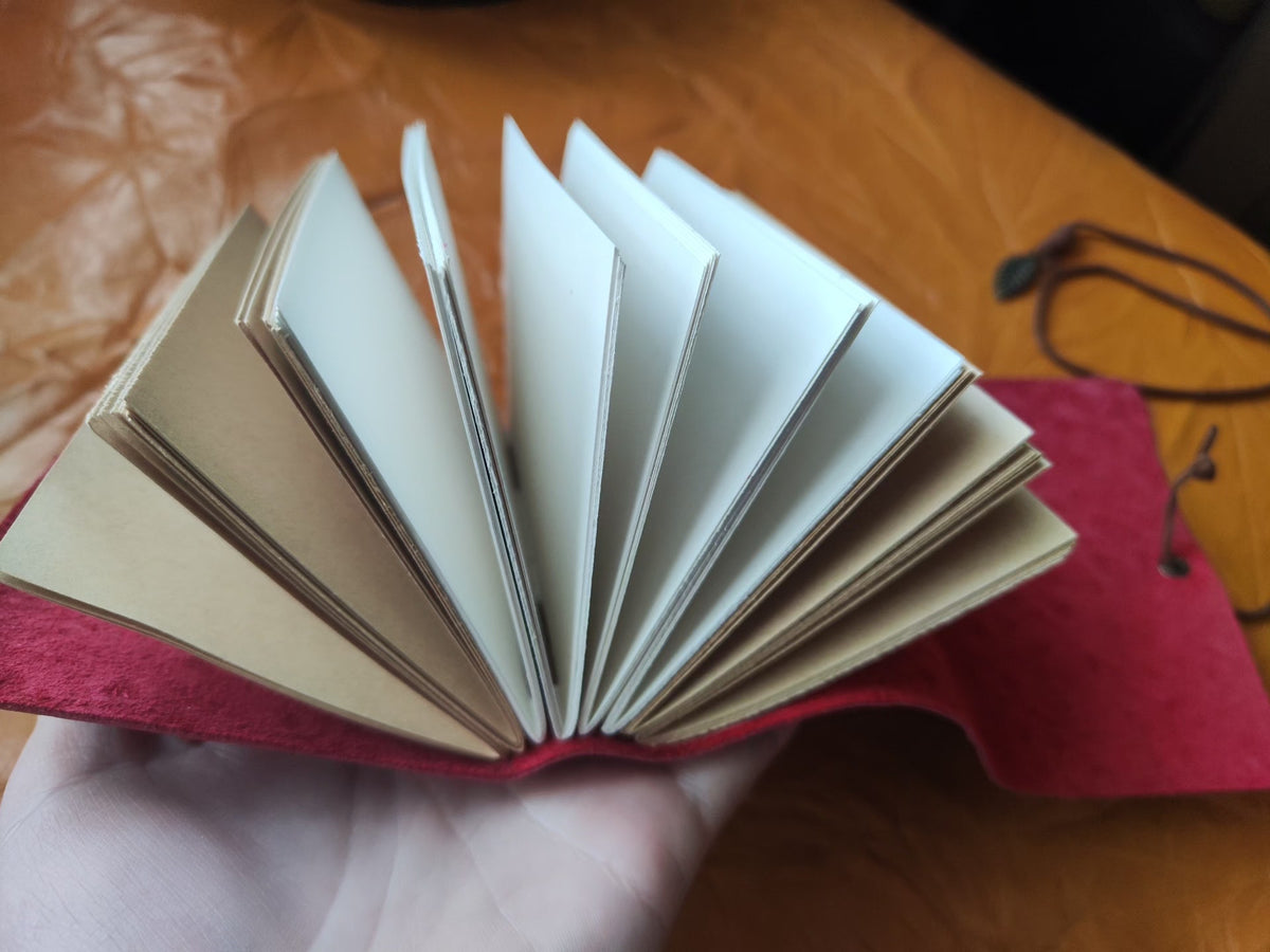 Ostrich Leather Journal Red Pocket Size