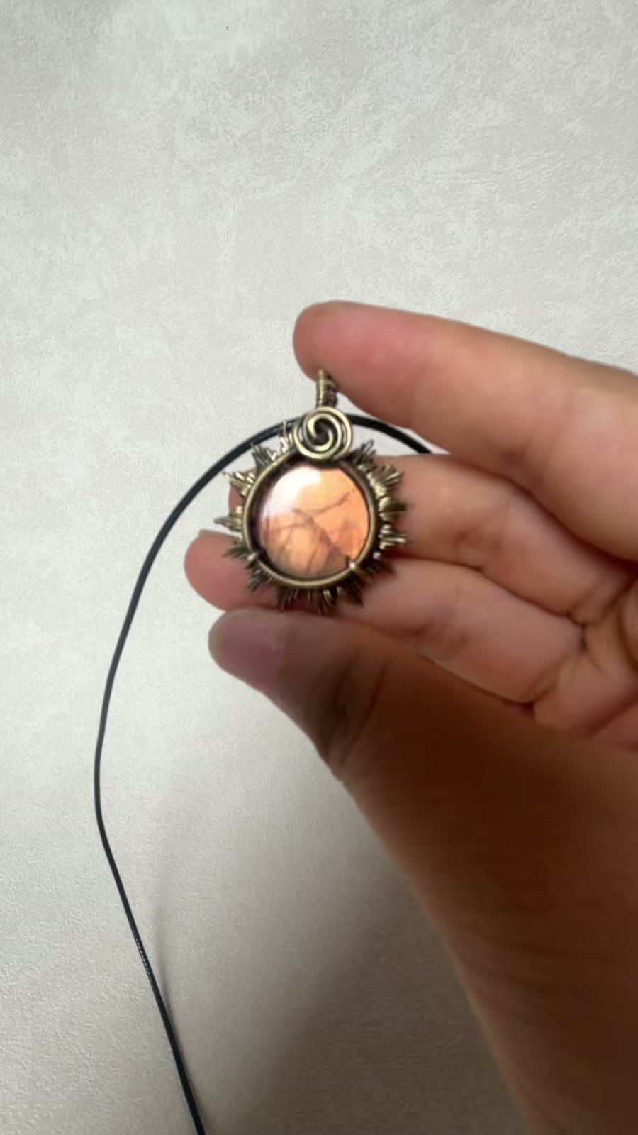 Labradorite Wire Wrapped Sun Pendant Necklace