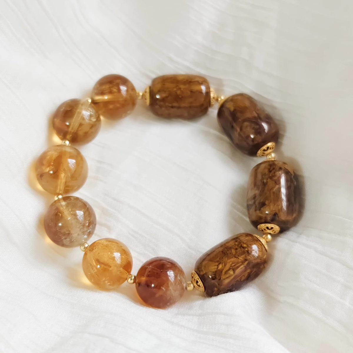 Golden Pietersite Yellow Quartz Silver Bracelet