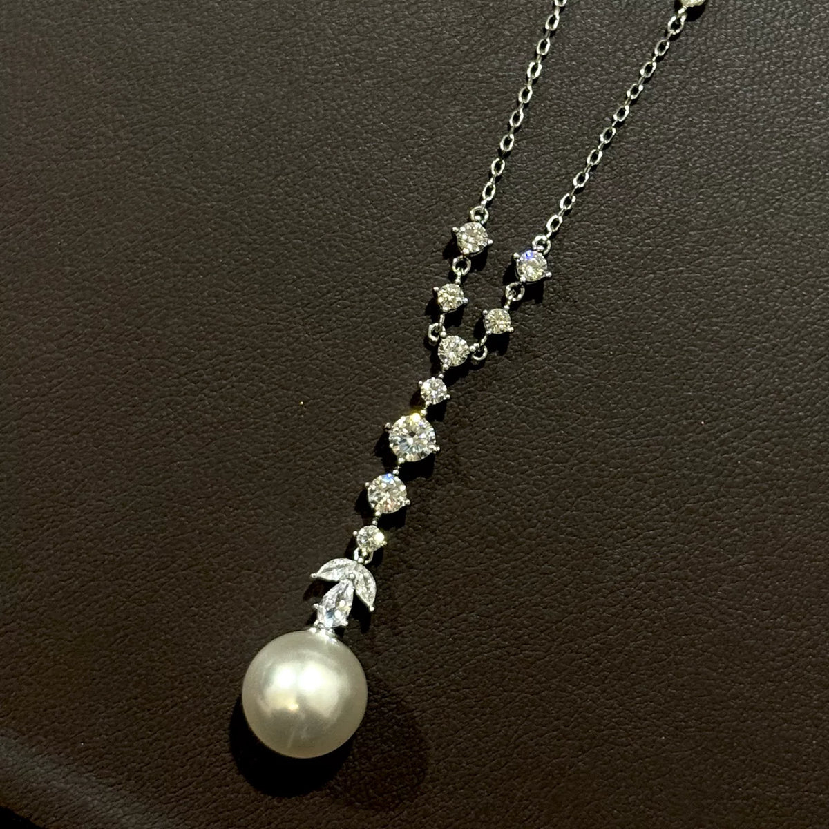 S925 シルバー・Yドロップネックレス（パール）