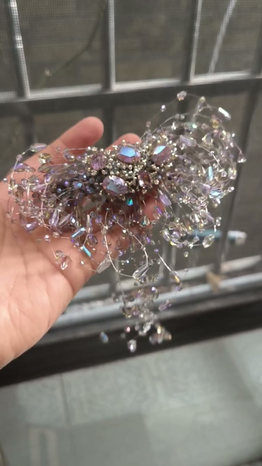Purpur-Kristall Haarclip aus handgewebtem Draht