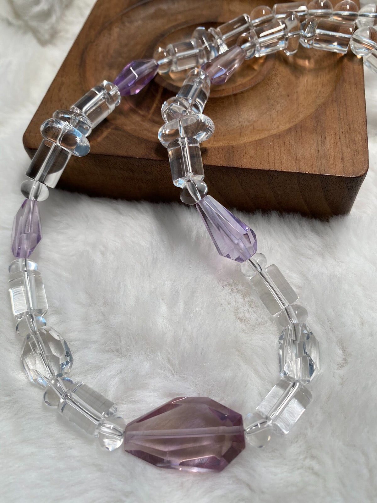 White Crystal Amethyst Beaded Necklace