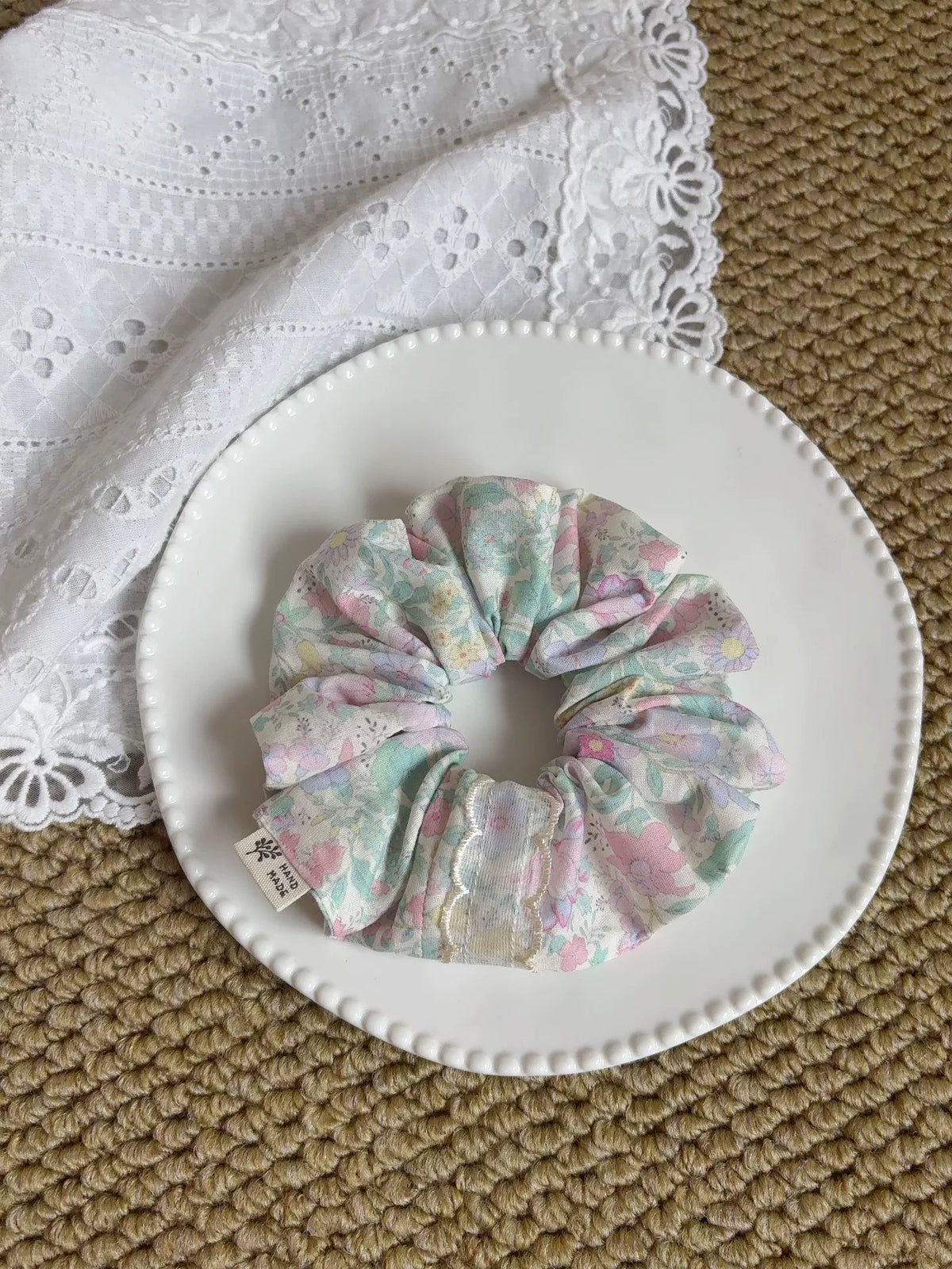 Elastico per capelli in cotone con fiori