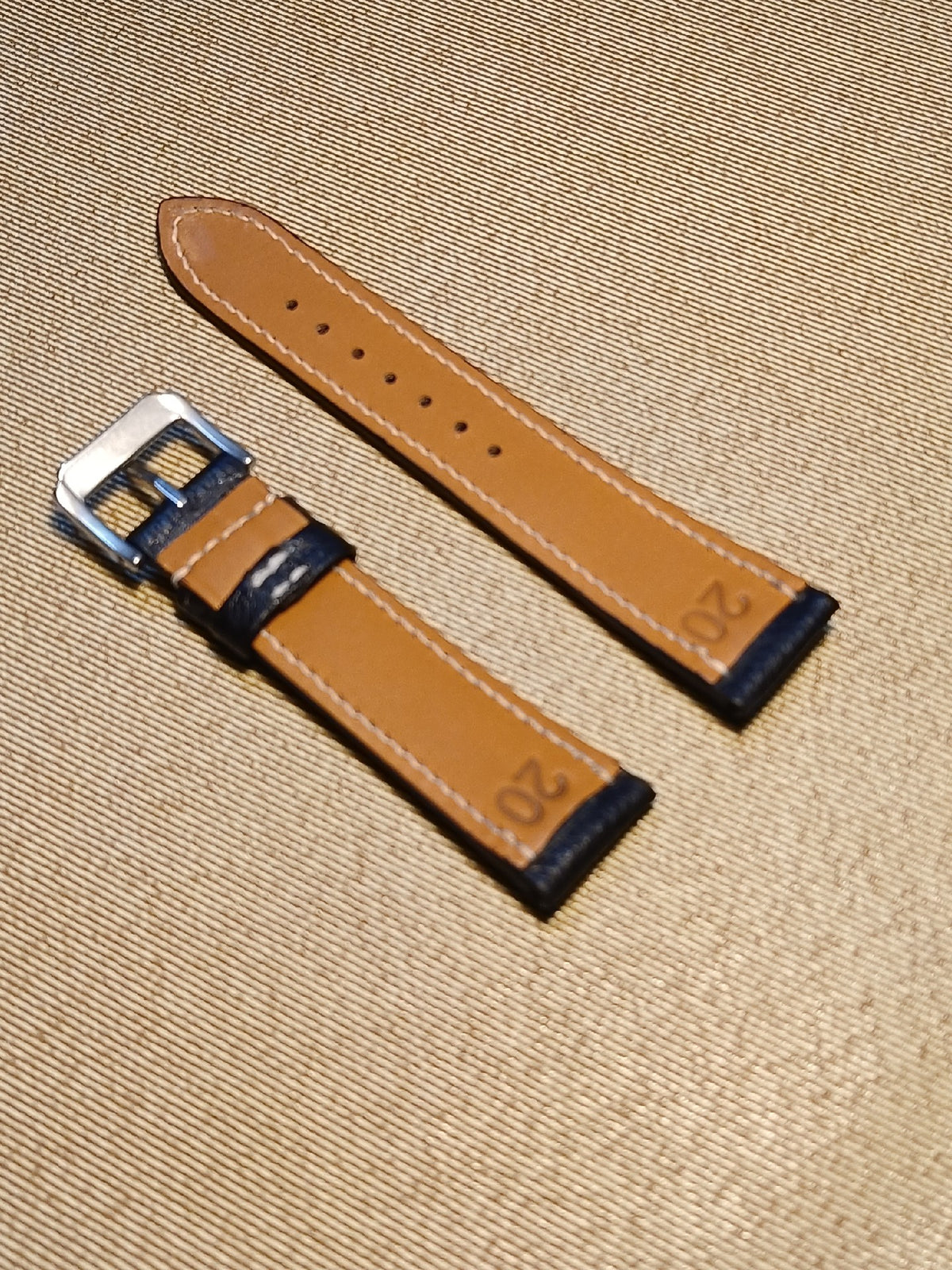 Handmade Leather Watch Strap Dark Navy