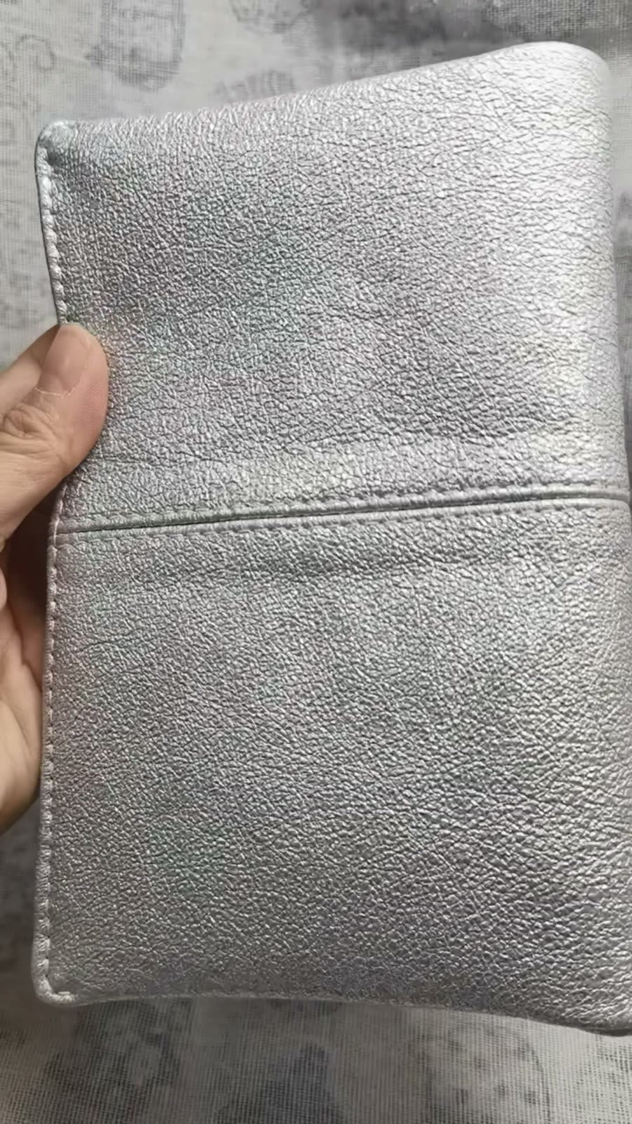 Sheepskin Leather A6 Binder Cover Silver
