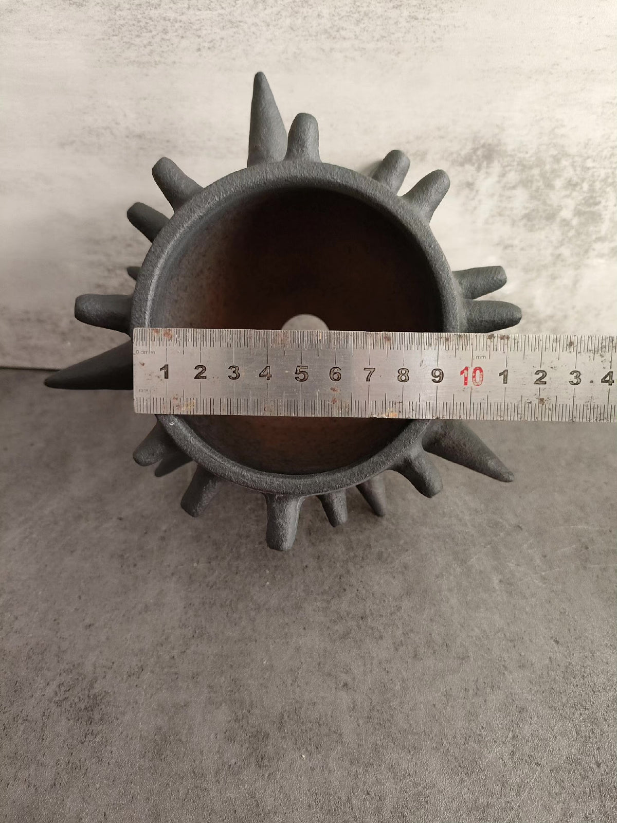Spiked Ceramic Pot Dark Gray Matte
