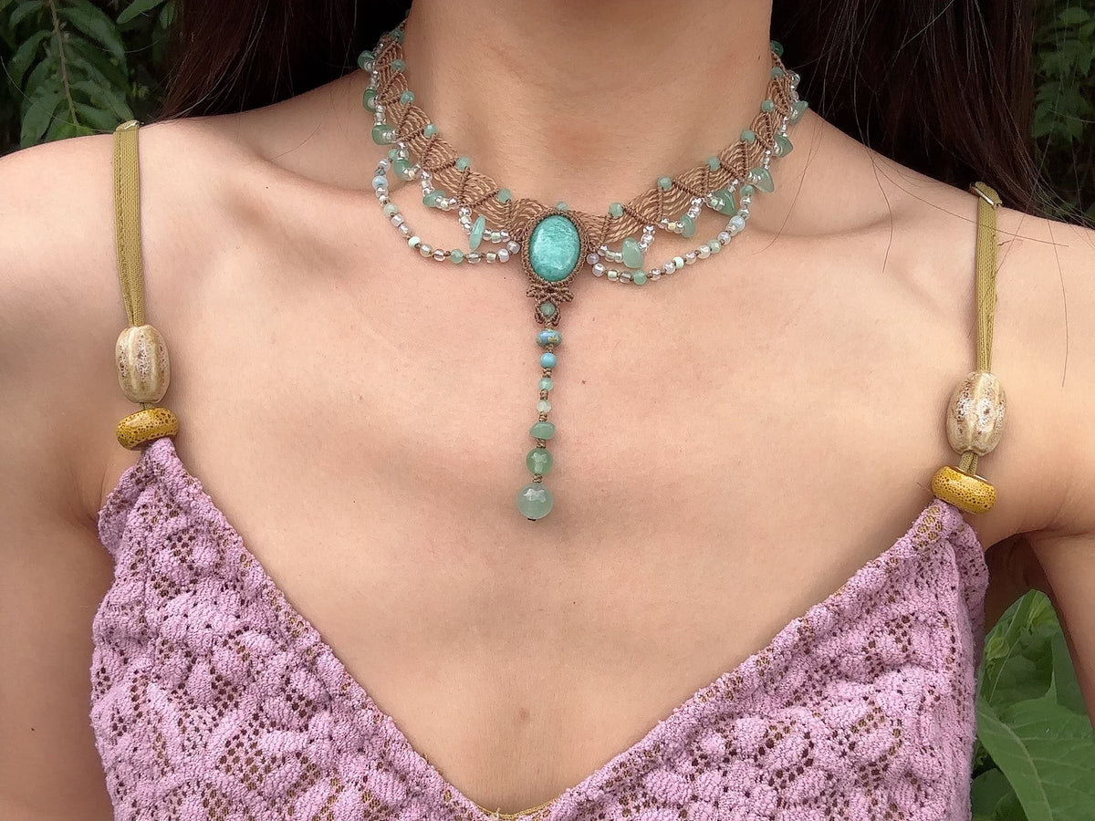 Macrame Labradoriet Jade Ketting