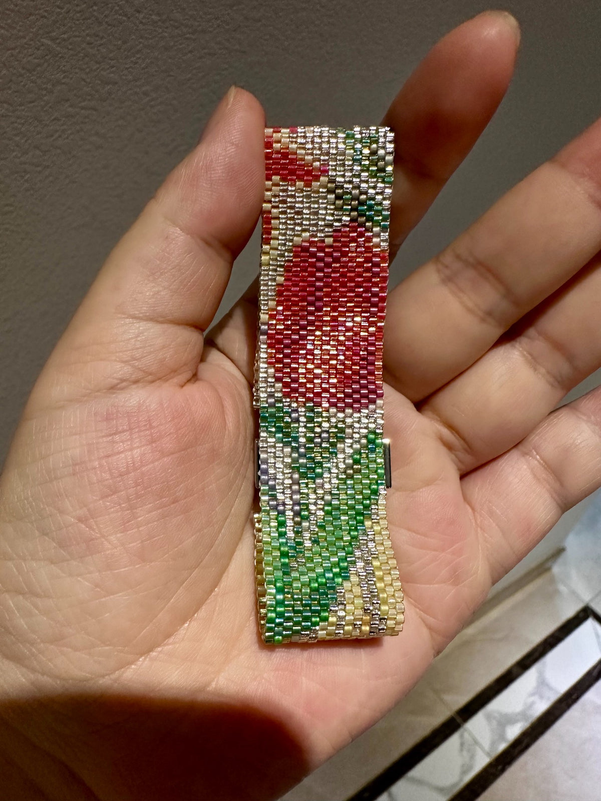 Handwoven Tulip Seed Bead Wide Bracelet