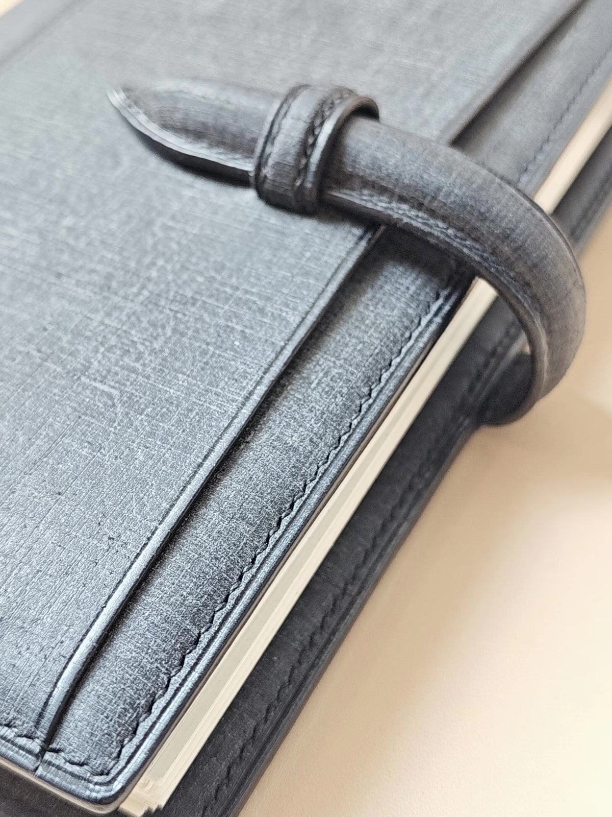 Slate Blue Leather Ring Binder Notebook Cover
