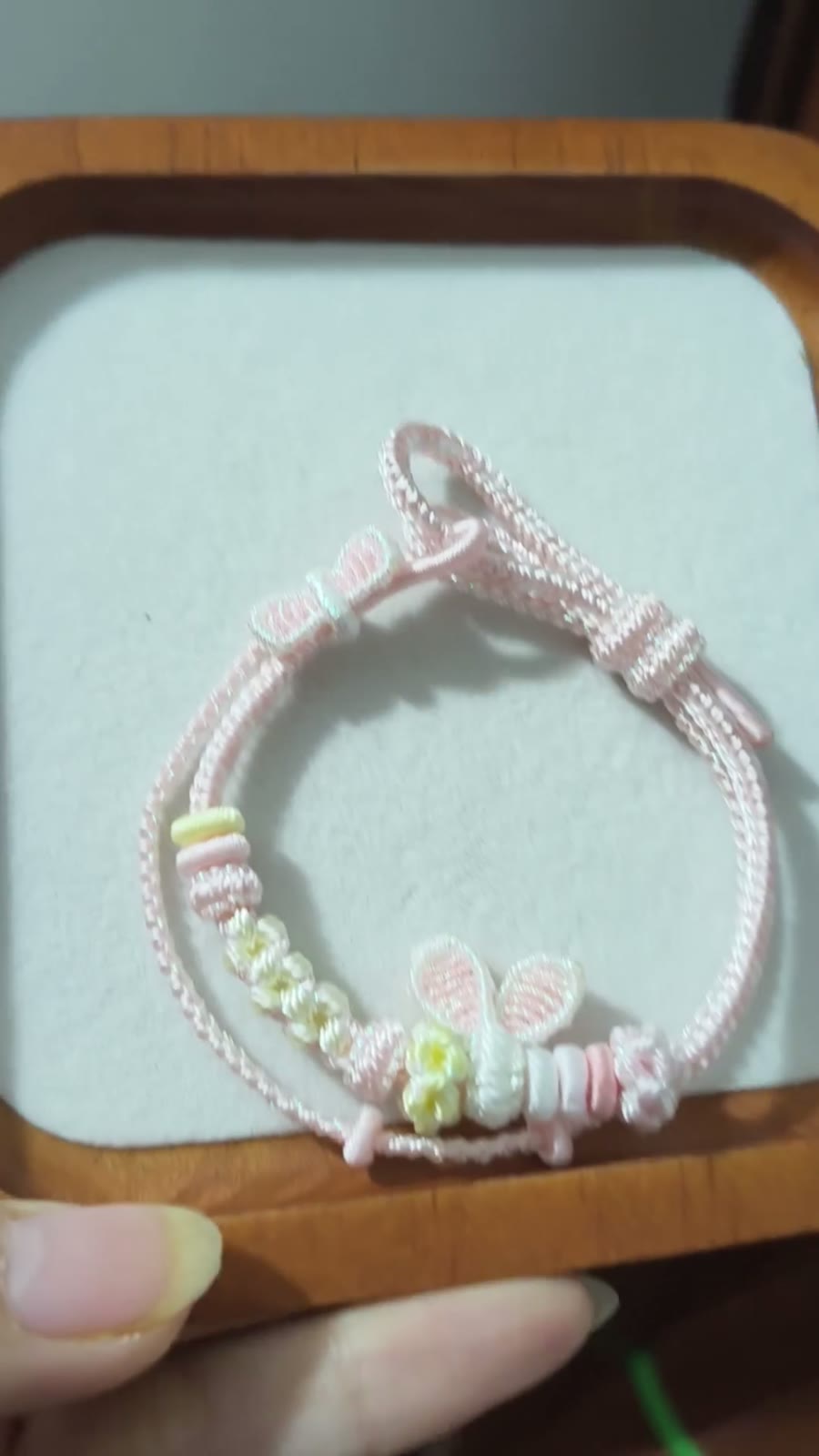 Handgewebt Rosa Weiß