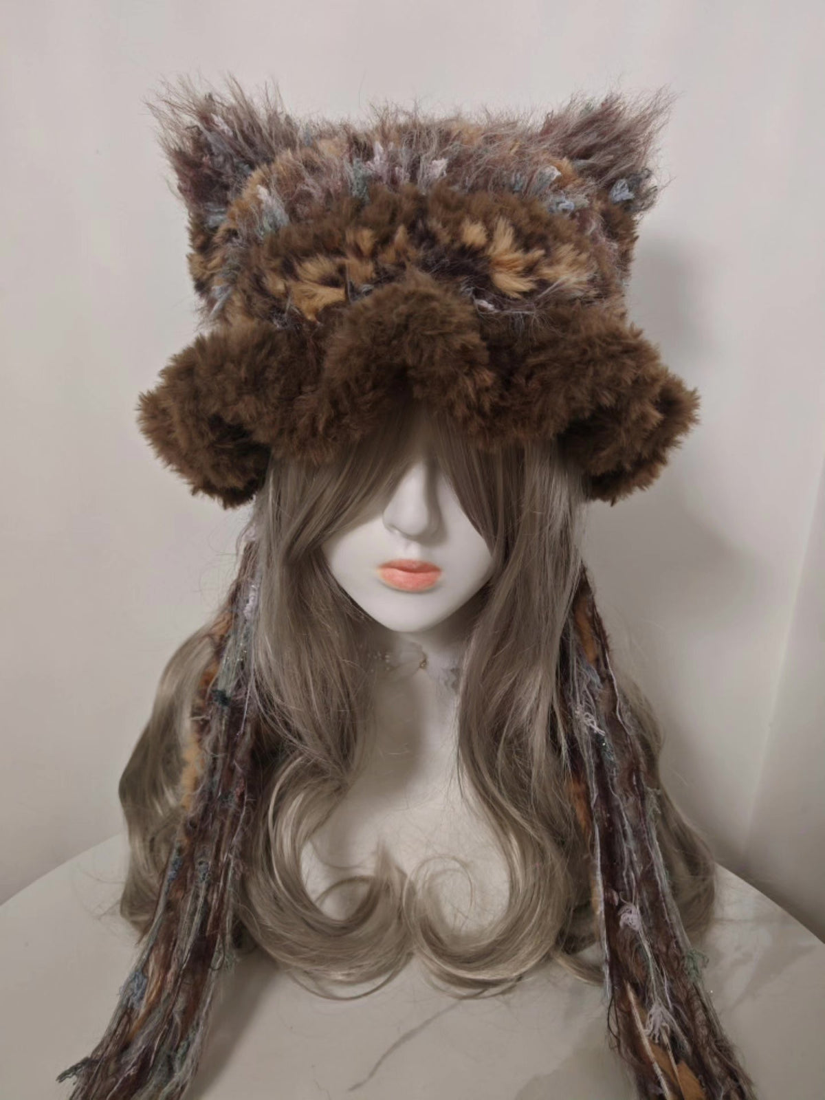 Faux Fur Cat Ear Hat with Tassels