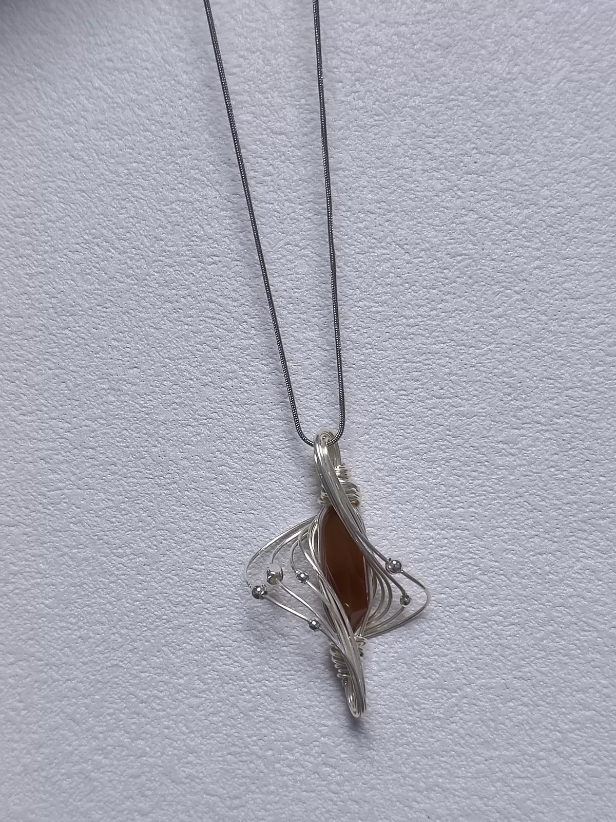 Silver Wire Wrapped Red Stone Necklace