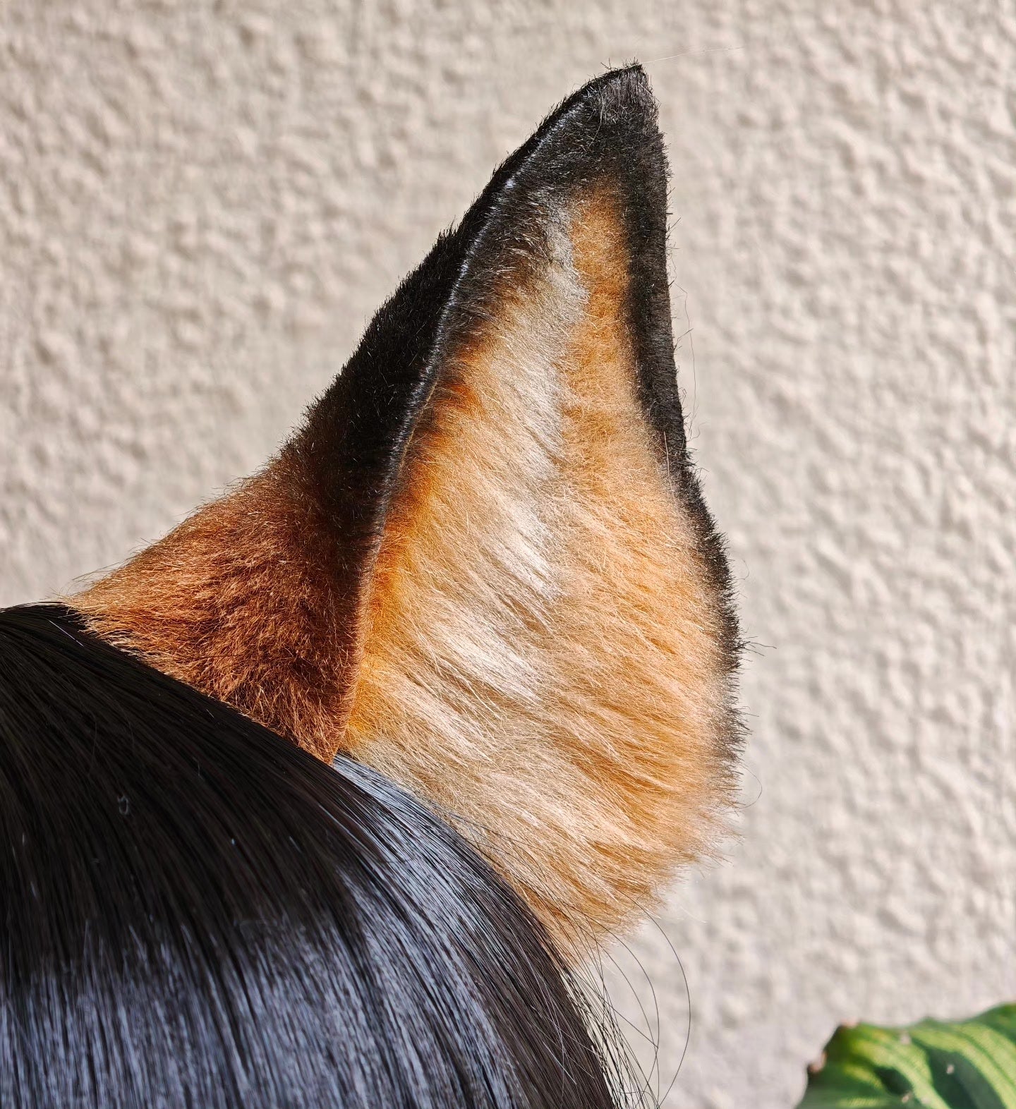 Handmade Red Fox Ears Headband with Gradient Fur and Black Tips