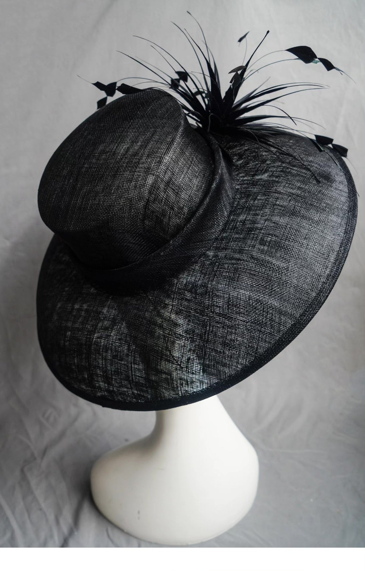 Black Linen Wide Brim Sun Hat