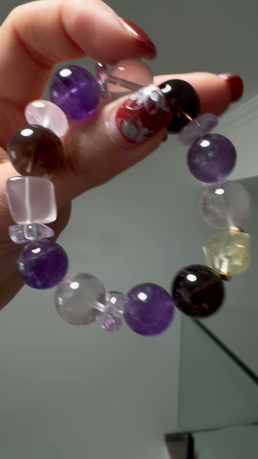 Amethyst Crystal Beaded Bracelet 14mm