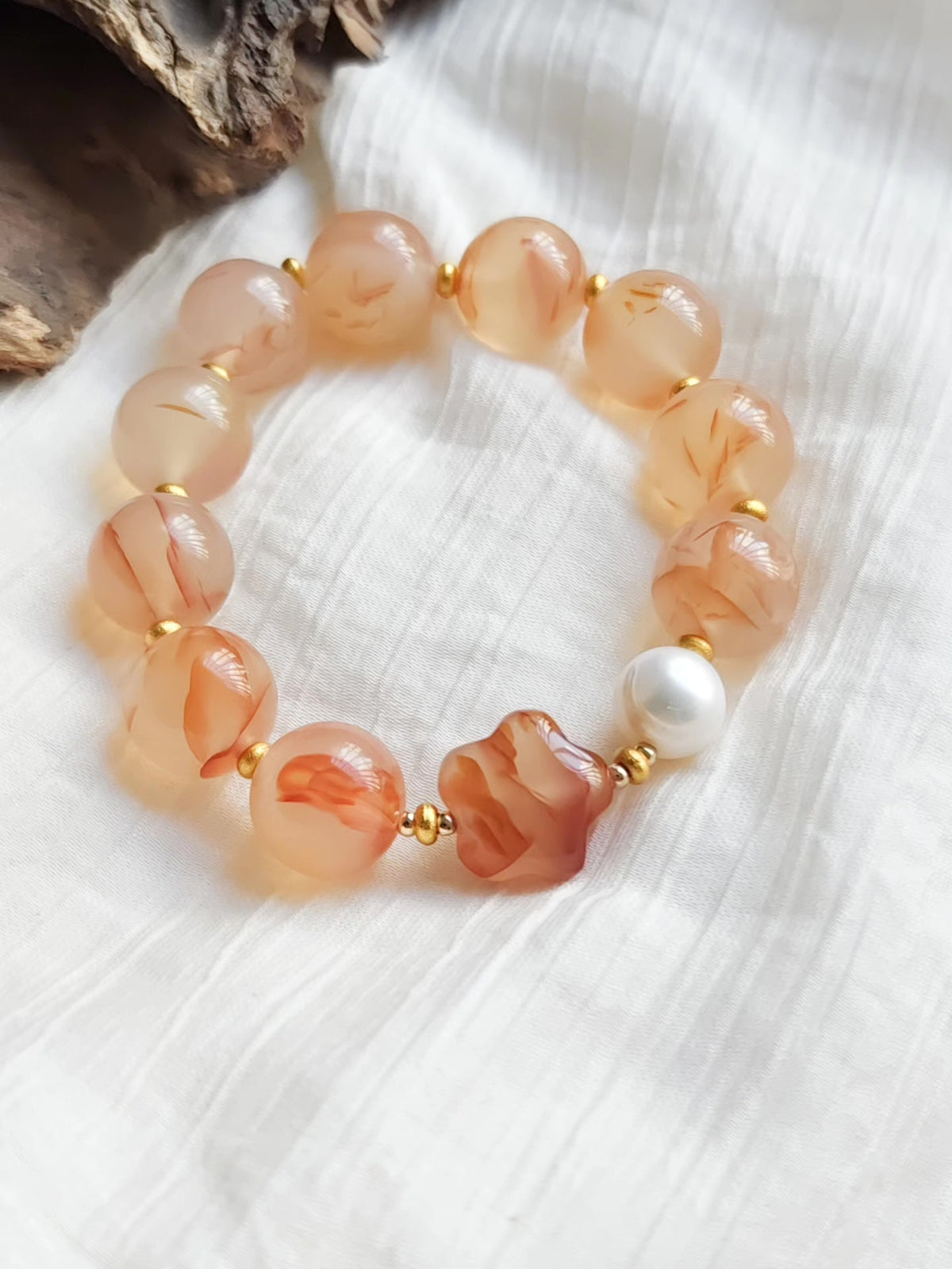 Dragon Vein Agate Star Bead Bracelet