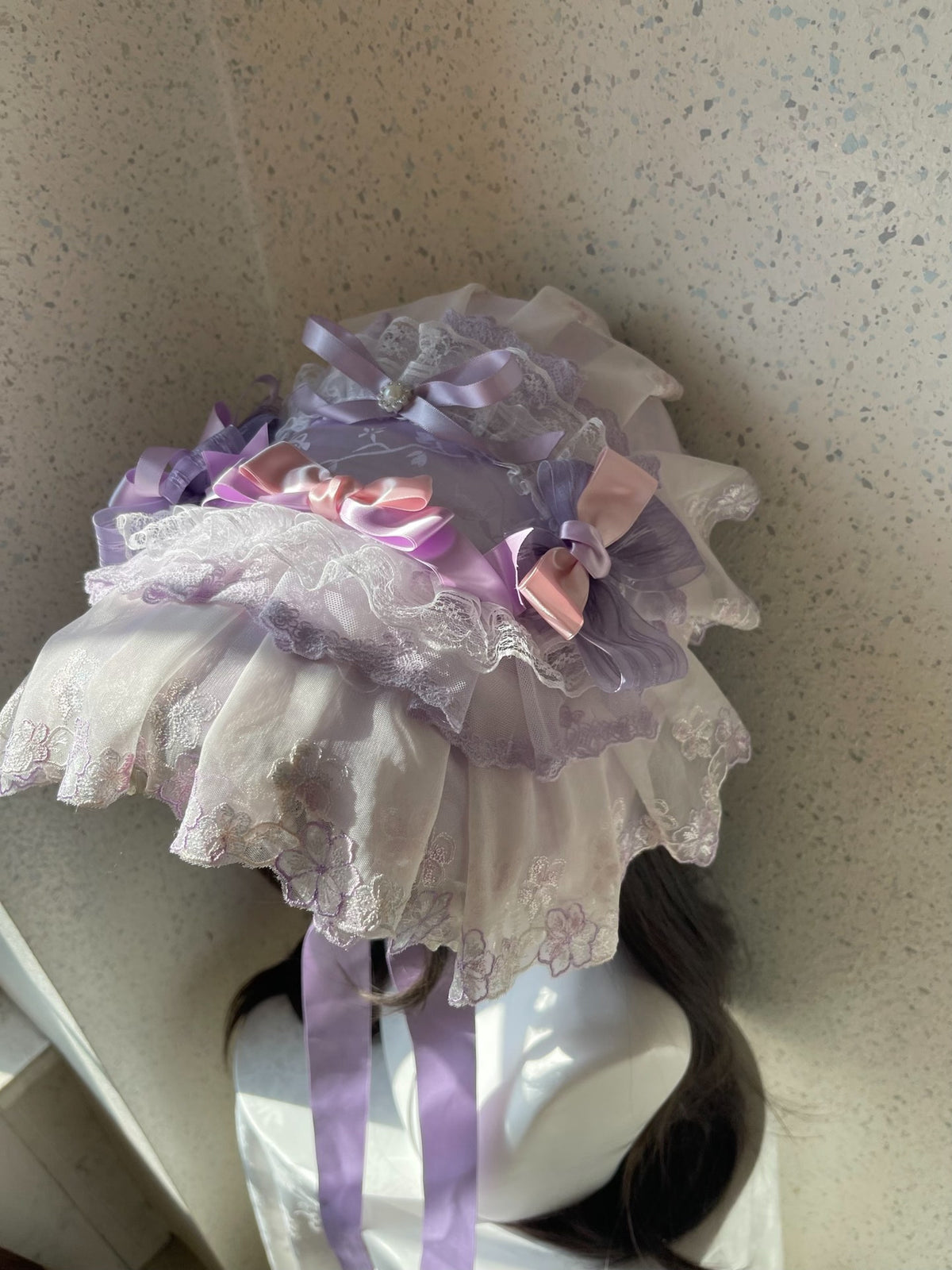Lolita Flat Bonnet Lavender Lace