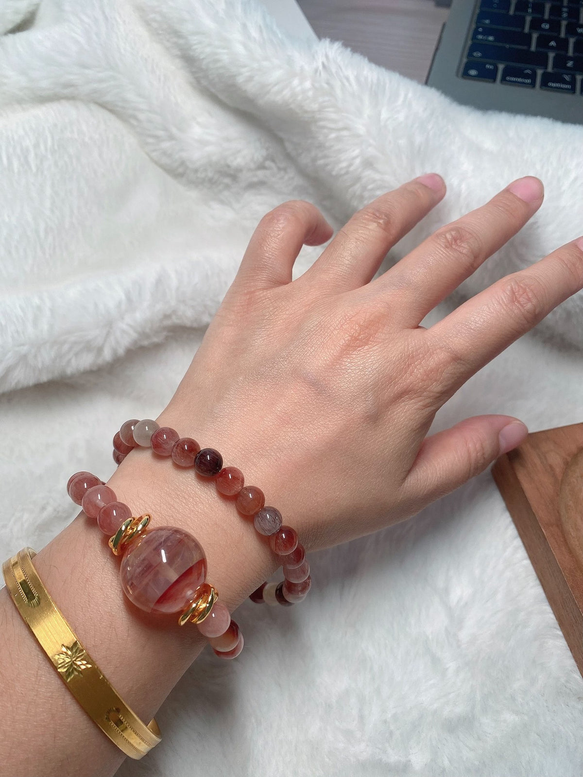 Rabbit Hair Crystal Double Loop Bracelet