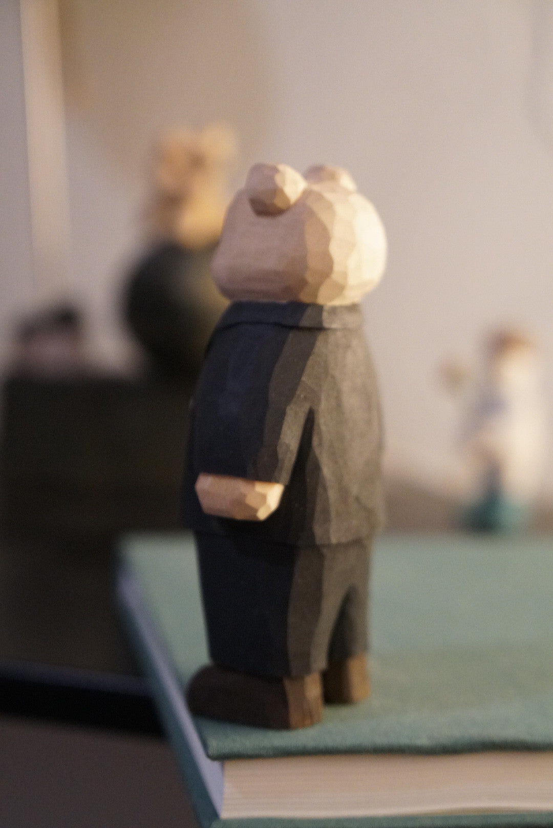 Handcrafted Basswood Bear Figurine in British Gentleman Suit