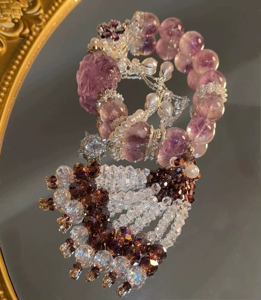 Bracciale in Ametista Doppia Volpe con Nappa