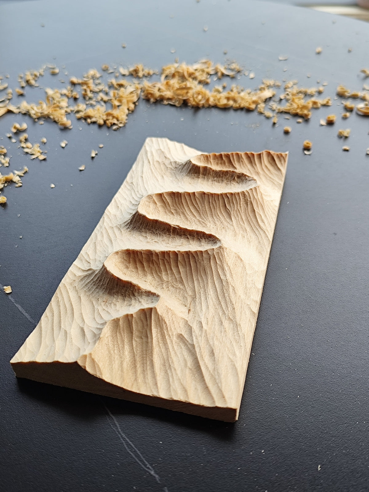 Linden Wood Mountain Range Relief Sculpture