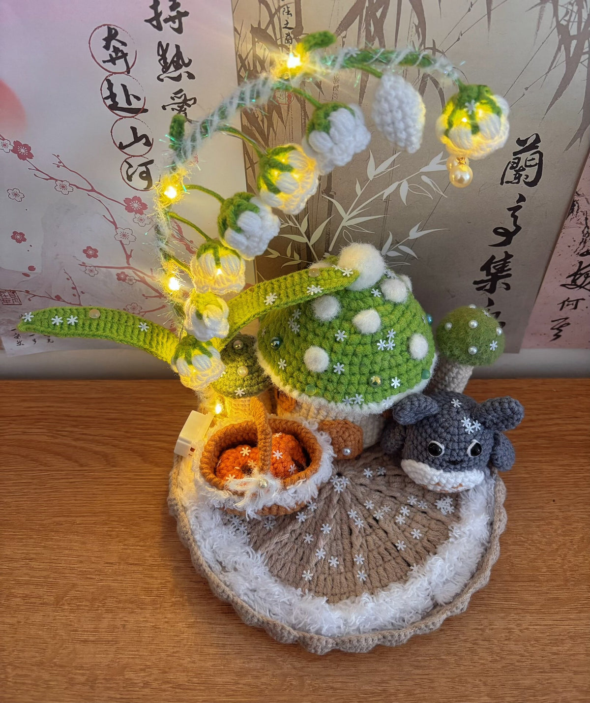 Crochet Mushroom House Night Light Storage Box