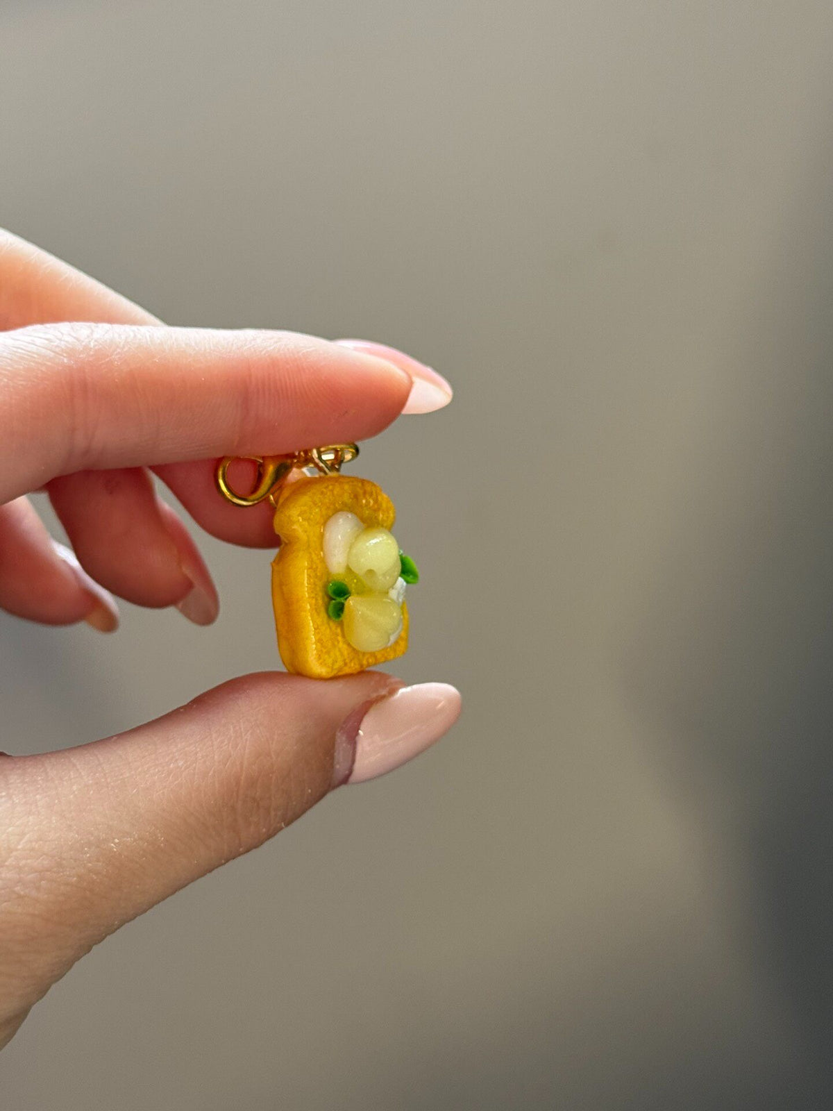 Miniature Clay Yellow Peach Toast Charm
