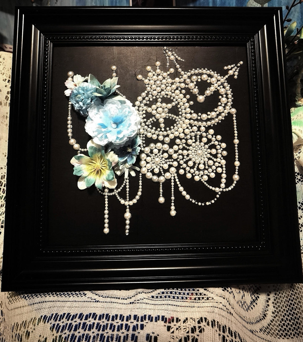 Pearl Butterfly Flower Wall Art 30cm