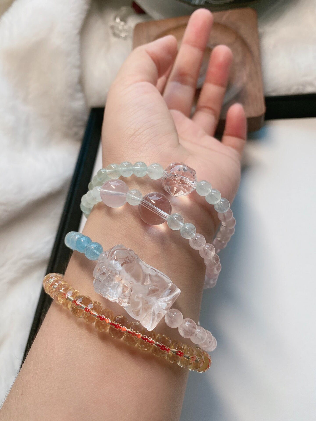 Natural Stone Multi Strand Beaded Bracelet