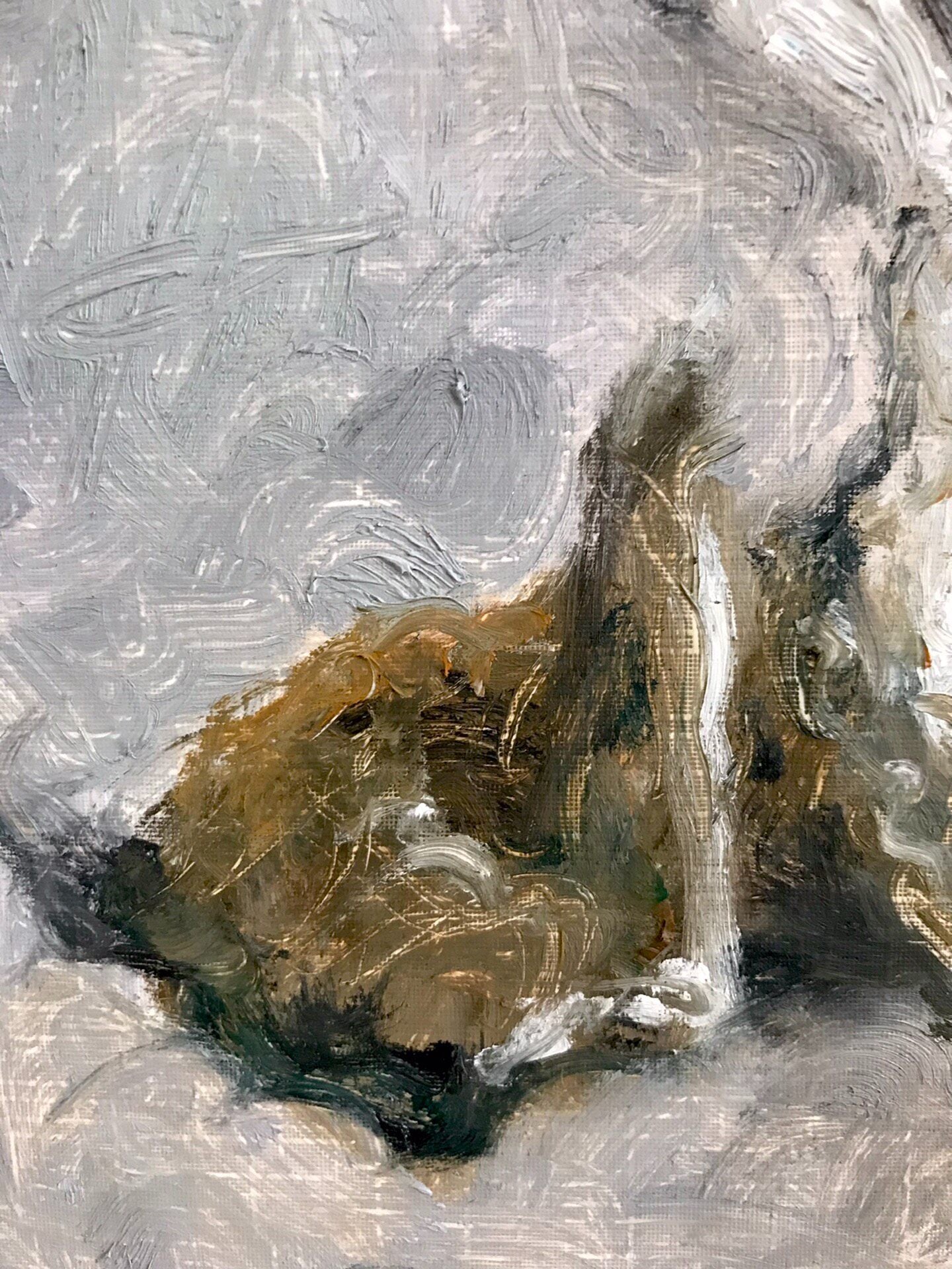 Hand-Painted Rabbit Oil Painting in Wooden Frame