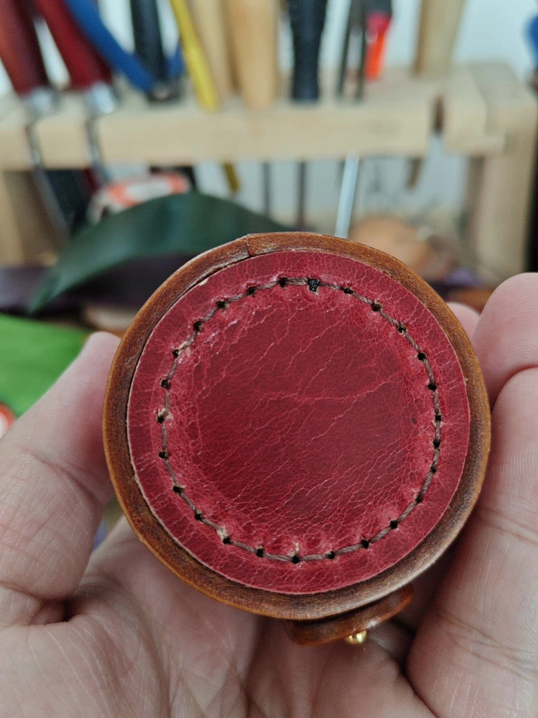 Vegetable Tanned Leather Thumb Ring Storage Case