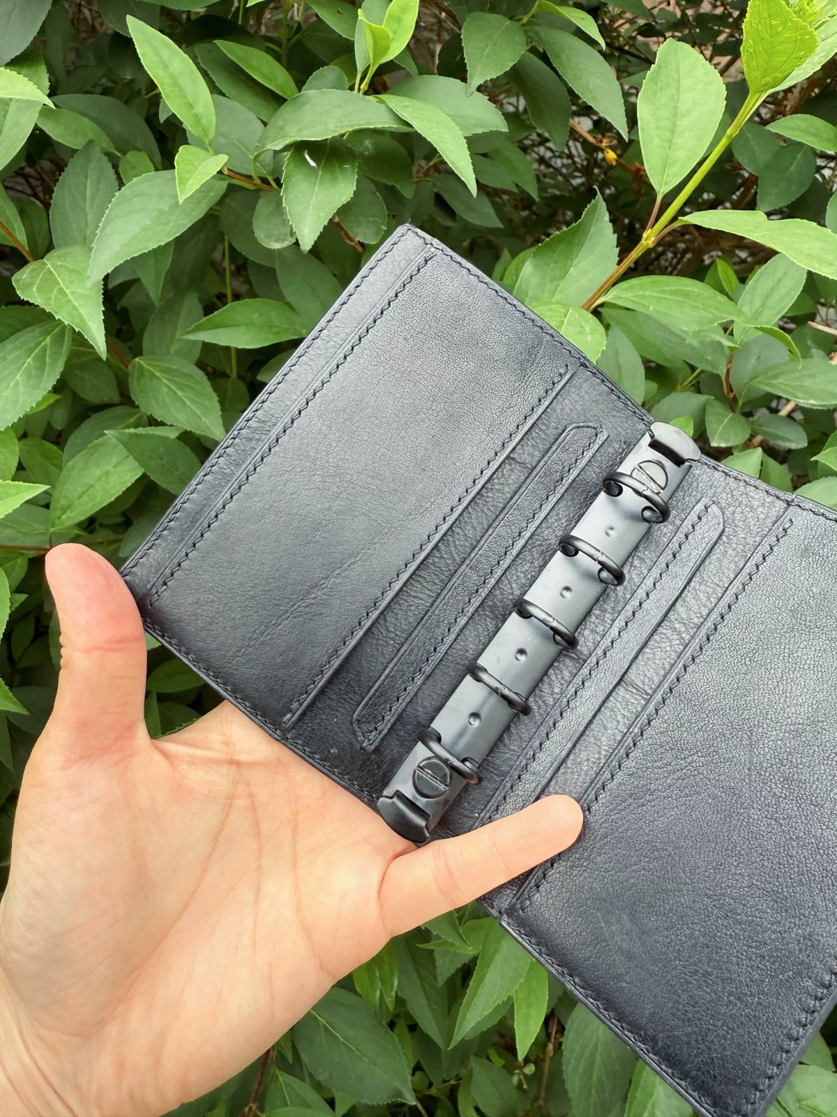 Handmade M5 Black Leather Planner Cover